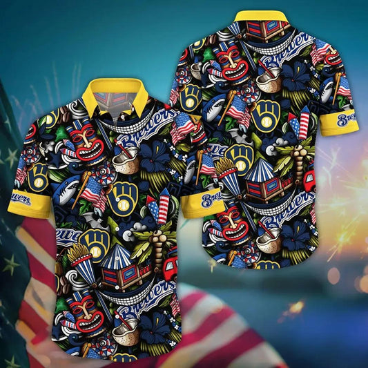 Milwaukee Brewers MLB Flower Aloha Hawaiian Shirt 12, MLB Hawaiian Shirt Moonbestprint