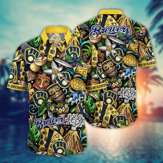Milwaukee Brewers MLB Flower Aloha Hawaiian Shirt 4, MLB Hawaiian Shirt Moonbestprint