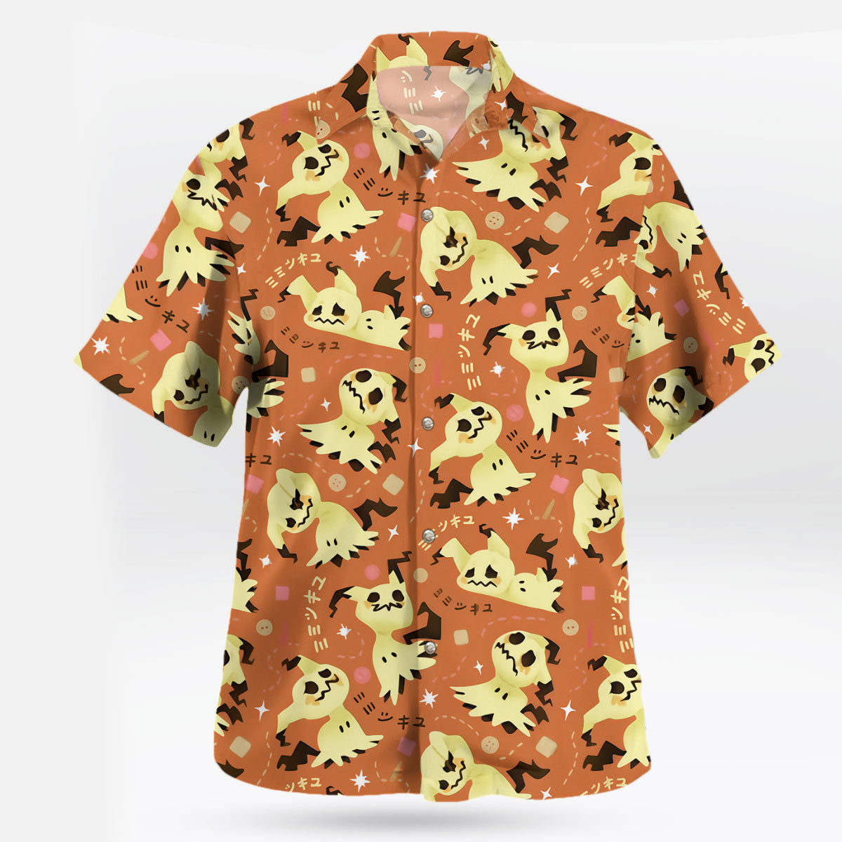 Mimikyu Kawaii Pokemon Hawaiian Shirt Orange Anime Style – Moonbestprint