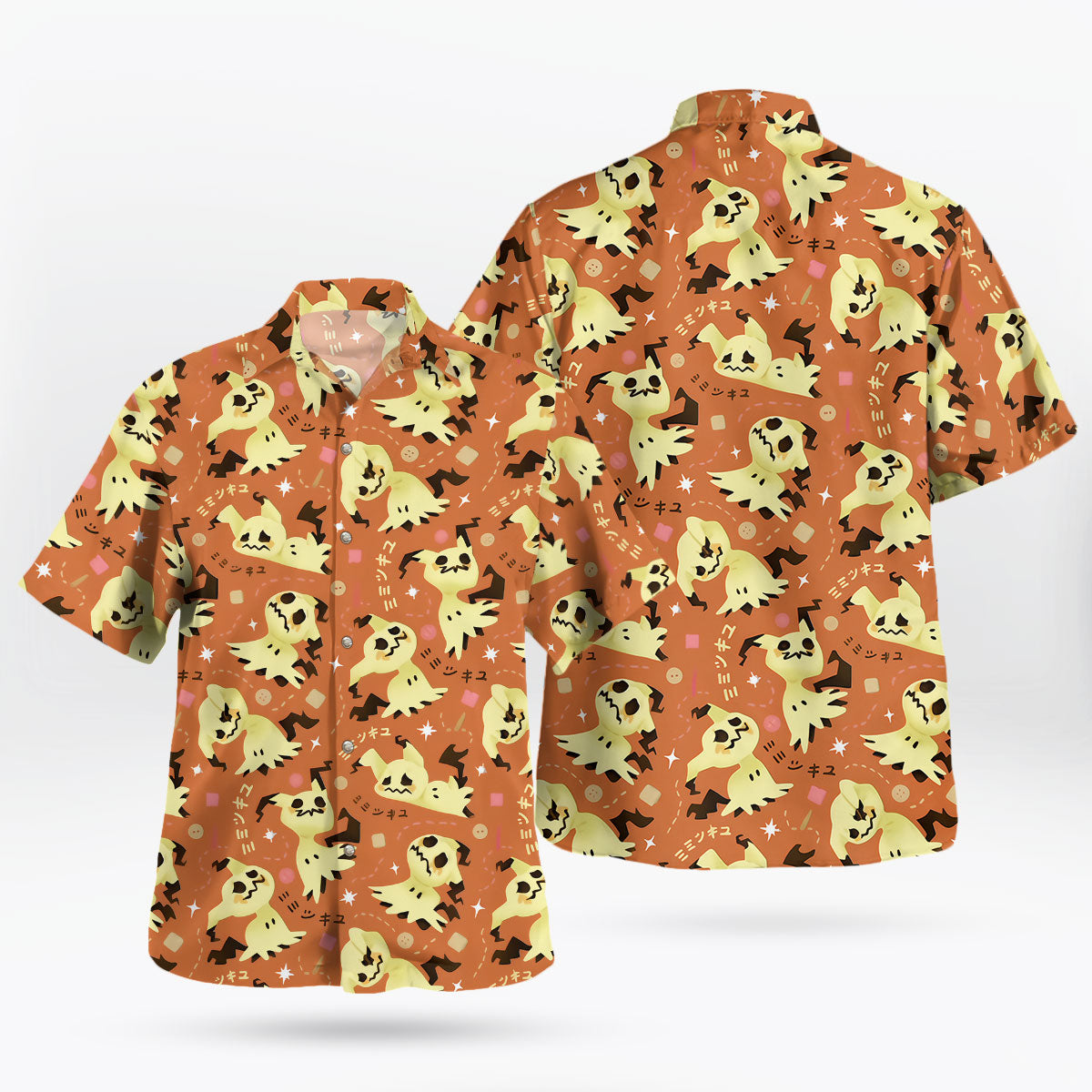 Mimikyu Kawaii Pokemon Hawaiian Shirt Orange Anime Style – Moonbestprint