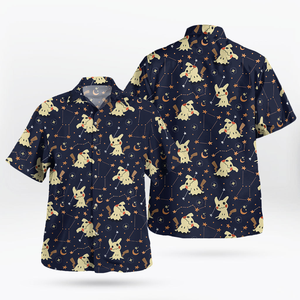 Mimikyu Night Sky Hawaiian Shirt Pokemon Inspired Starry Aloha Style – Moonbestprint