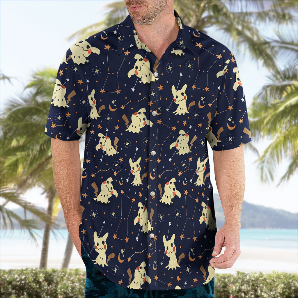 Mimikyu Night Sky Hawaiian Shirt Pokemon Inspired Starry Aloha Style – Moonbestprint