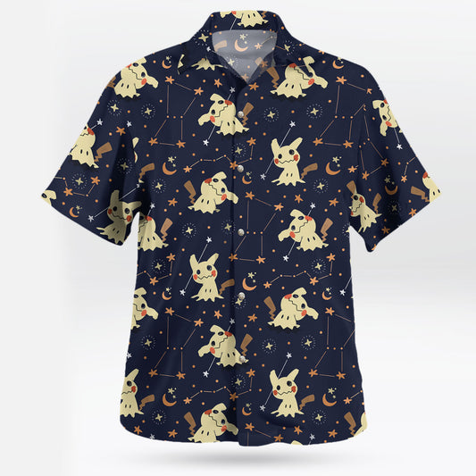 Mimikyu Night Sky Hawaiian Shirt Pokemon Inspired Starry Aloha Style – Moonbestprint