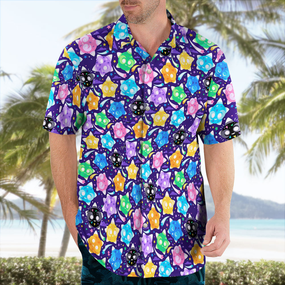 Minior Spirit Hawaiian Shirt Cosmic Pattern Button Up for Pokemon Fans – Moonbestprint