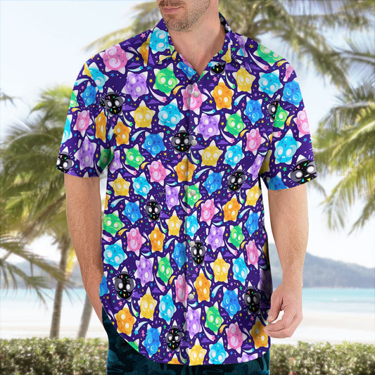 Minior Spirit Hawaiian Shirt Cosmic Pattern Button Up for Pokemon Fans – Moonbestprint