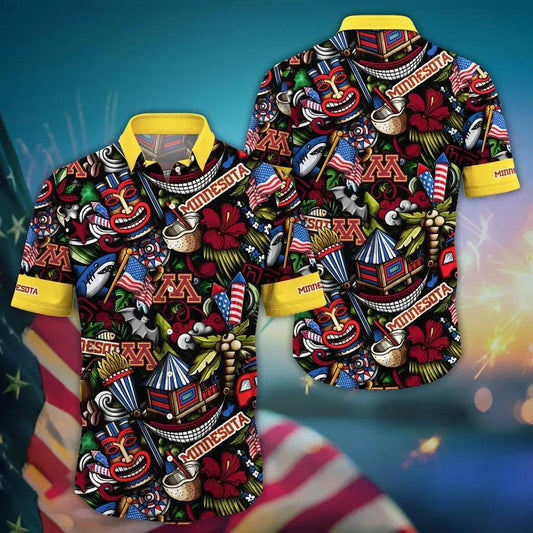 Minnesota Golden Gophers NCAA Flower Aloha Hawaiian Shirt 13, NCAA Hawaiian Shirt Moonbestprint