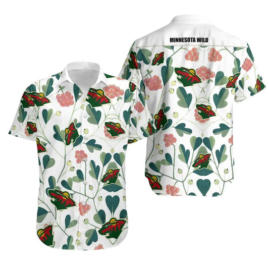 Minnesota Team Wild Hawaiian Shirt Leaf Button Up, NHL Hawaiian Shirt Moonbestprint
