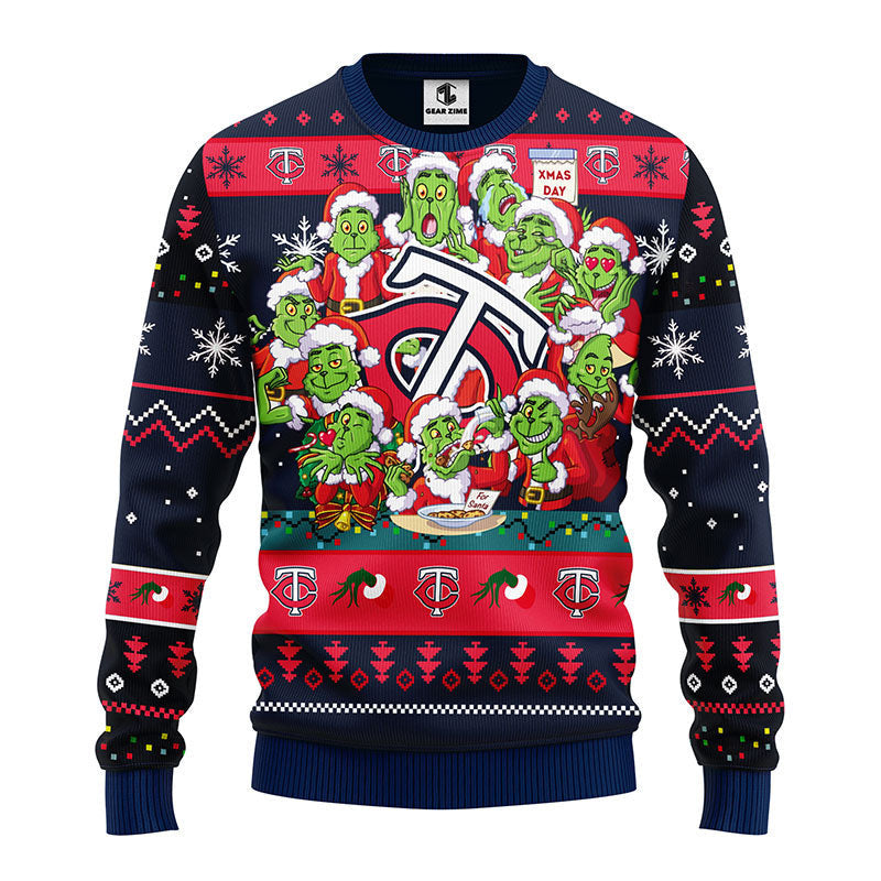 Minnesota Twins 12 Grinch Xmas Day Ugly Christmas Sweater Moonbestprint