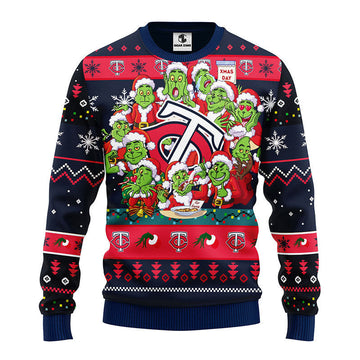 Minnesota Twins 12 Grinch Xmas Day Ugly Christmas Sweater Moonbestprint