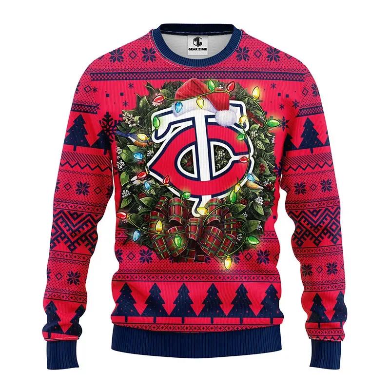 Minnesota Twins Big Logo Ugly Christmas Sweater, MLB Christmas Sweater Moonbestprint