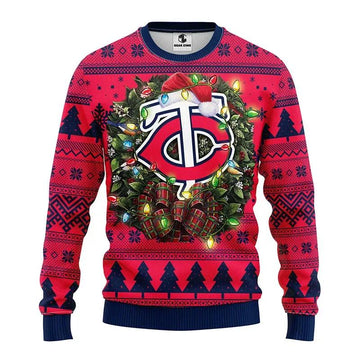 Minnesota Twins Big Logo Ugly Christmas Sweater, MLB Christmas Sweater Moonbestprint
