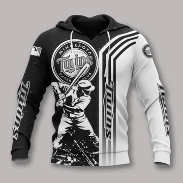 Minnesota Twins Black And White All Over Print Hoodie 1, MLB Hoodie Moonbestprint