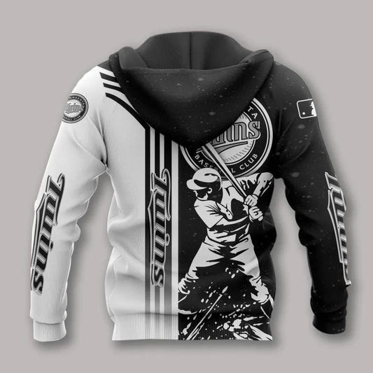 Minnesota Twins Black And White All Over Print Hoodie 1, MLB Hoodie Moonbestprint