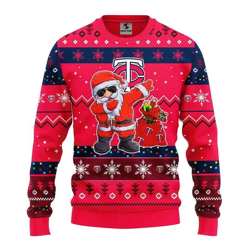 Minnesota Twins Dabbing Santa Claus Ugly Christmas Sweater, MLB Christmas Sweater Moonbestprint