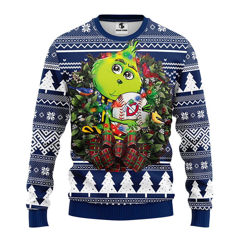 Minnesota Twins Grinch Hug Ugly Christmas Sweater Moonbestprint
