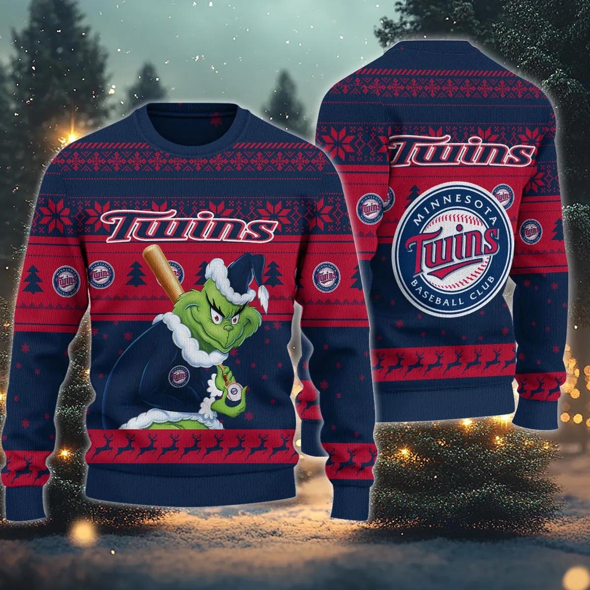 Minnesota Twins Grinch Stolen Ugly Christmas Sweater, MLB Christmas Sweater Moonbestprint