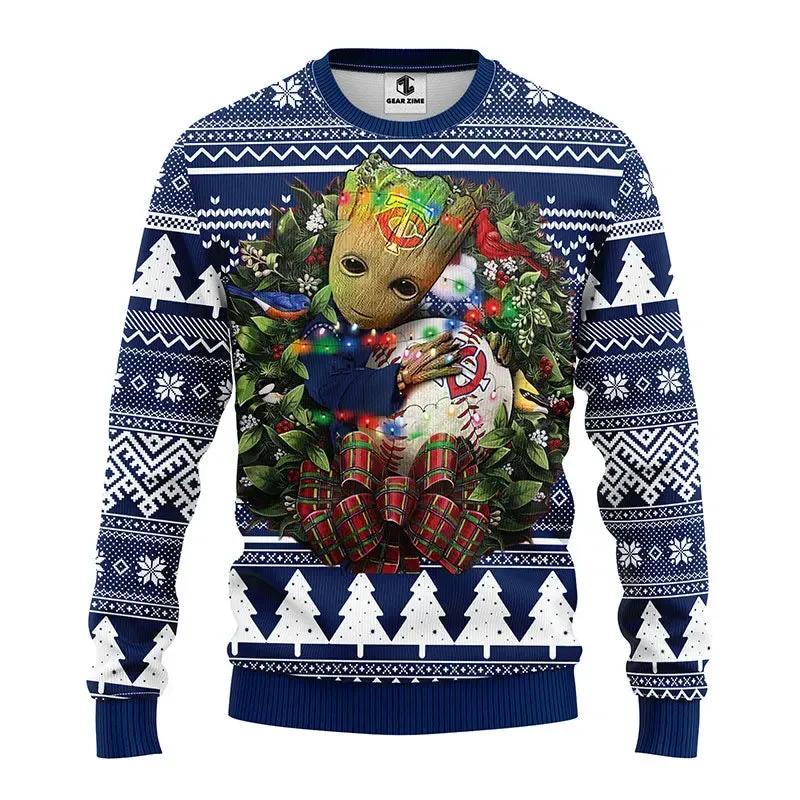 Minnesota Twins Groot Hug Ugly Christmas Sweater, MLB Christmas Sweater Moonbestprint