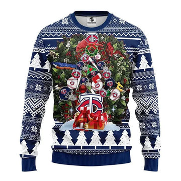 Minnesota Twins Tree Christmas Ugly Sweater, MLB Christmas Sweater Moonbestprint
