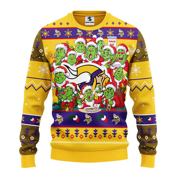 Minnesota Vikings 12 Grinch Xmas Day Ugly Christmas Sweater Moonbestprint