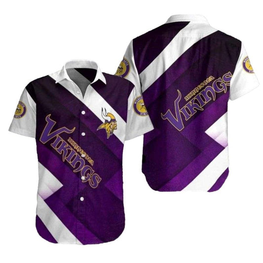 Minnesota Vikings Chevron Charge Purple And White Hawaiian Shirt - Moonbestprint
