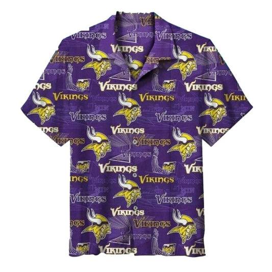Minnesota Vikings Classic Logo Beach Hawaiian Shirt - Moonbestprint