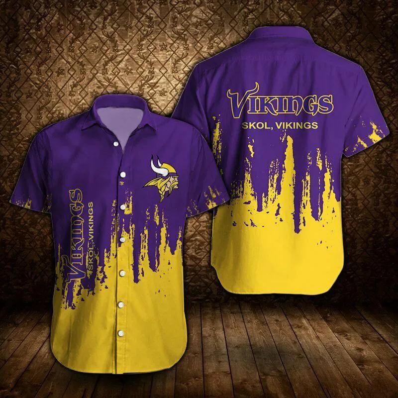 Minnesota Vikings Colorful Design Hawaiian Shirt, NFL Hawaiian Shirt Moonbestprint