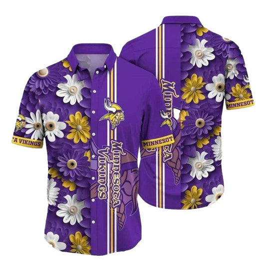 Minnesota Vikings Daisy Delight Purple Hawaiian Shirt - Moonbestprint