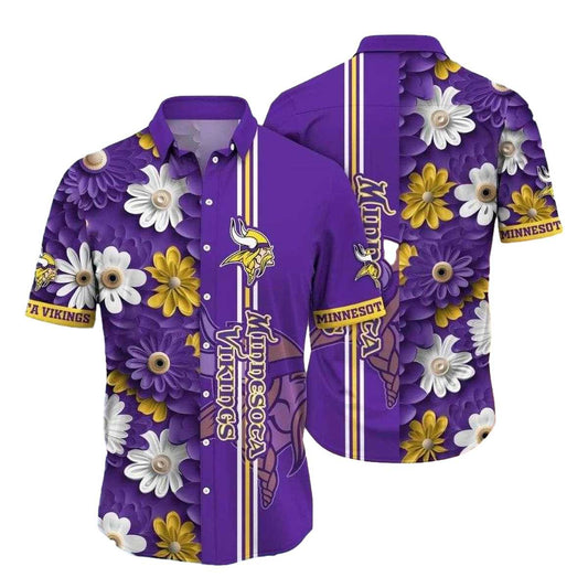 Minnesota Vikings Daisy Delight Purple Hawaiian Shirt - Moonbestprint