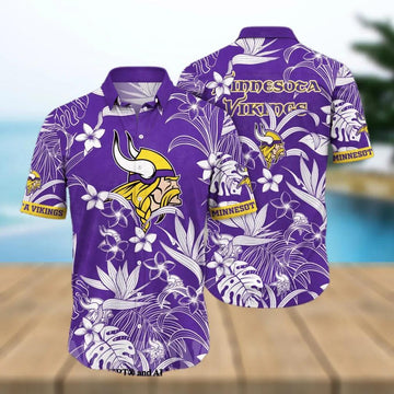 Minnesota Vikings Floral Full Print Unisex Hawaiian Shirt, NFL Hawaiian Shirt Moonbestprint