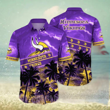 Minnesota Vikings Flower All Over Printed Hawaiian Shirt, NFL Hawaiian Shirt Moonbestprint