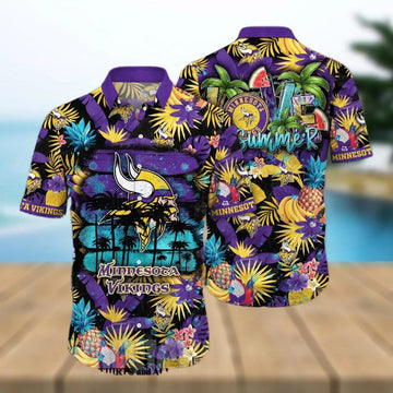 Minnesota Vikings Flower Classic All Over Print Hawaiian Shirt, NFL Hawaiian Shirt Moonbestprint
