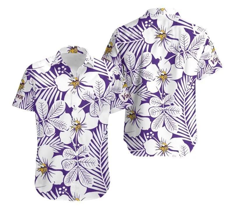 Minnesota Vikings Flower Classic Hawaiian Shirt, NFL Hawaiian Shirt Moonbestprint