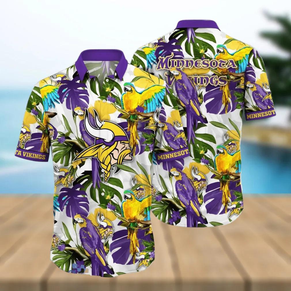 Minnesota Vikings Flower Colorful Hawaiian Shirt, NFL Hawaiian Shirt Moonbestprint