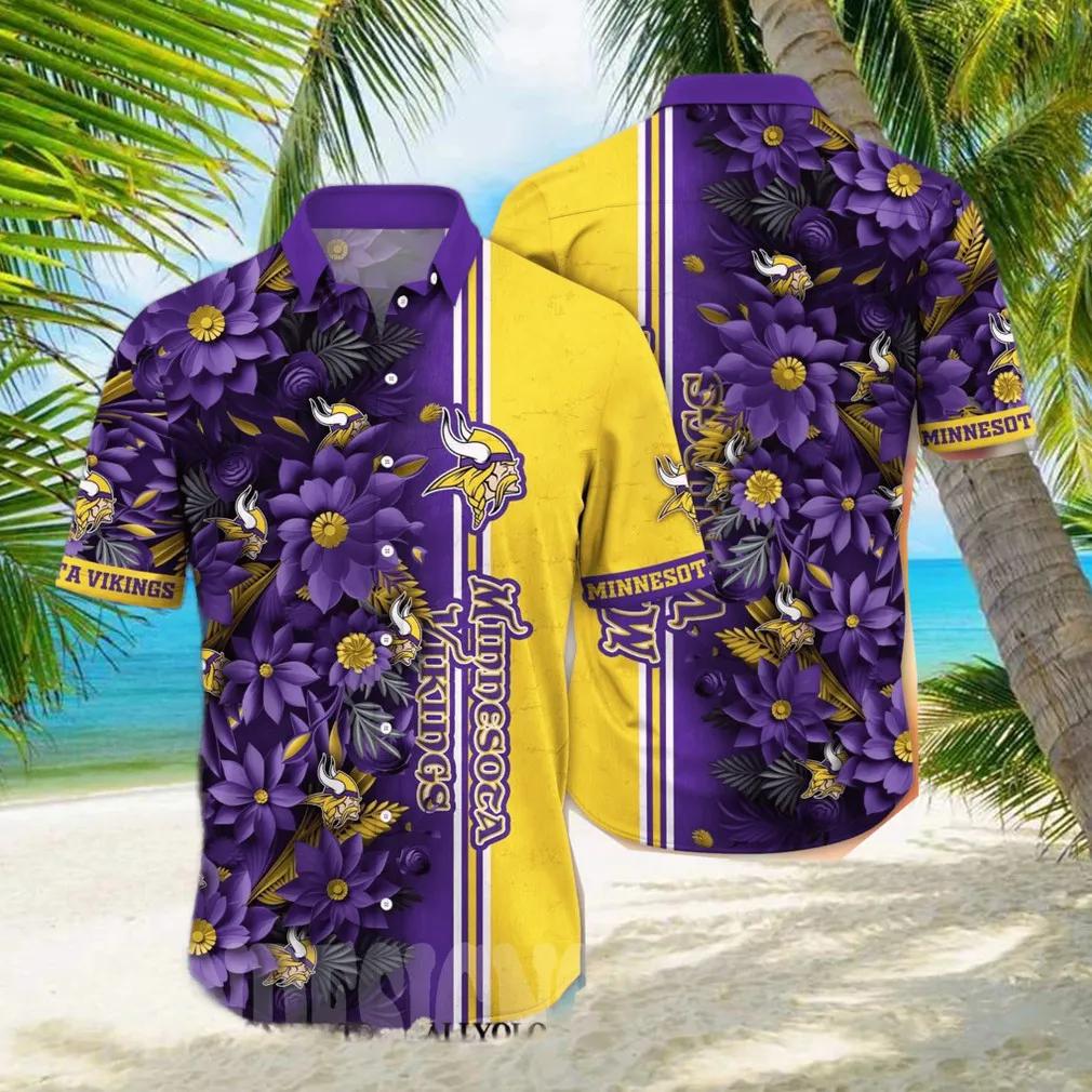Minnesota Vikings Flower Tropical Hawaiian Shirt, NFL Hawaiian Shirt Moonbestprint