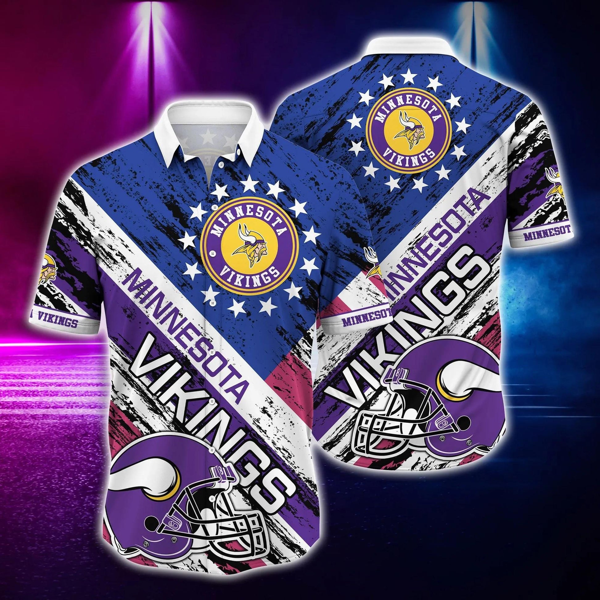 Minnesota Vikings Football Helmet Hawaiian Shirt, NFL Hawaiian Shirt Moonbestprint