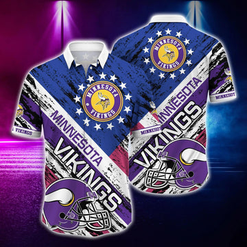 Minnesota Vikings Football Helmet Hawaiian Shirt, NFL Hawaiian Shirt Moonbestprint