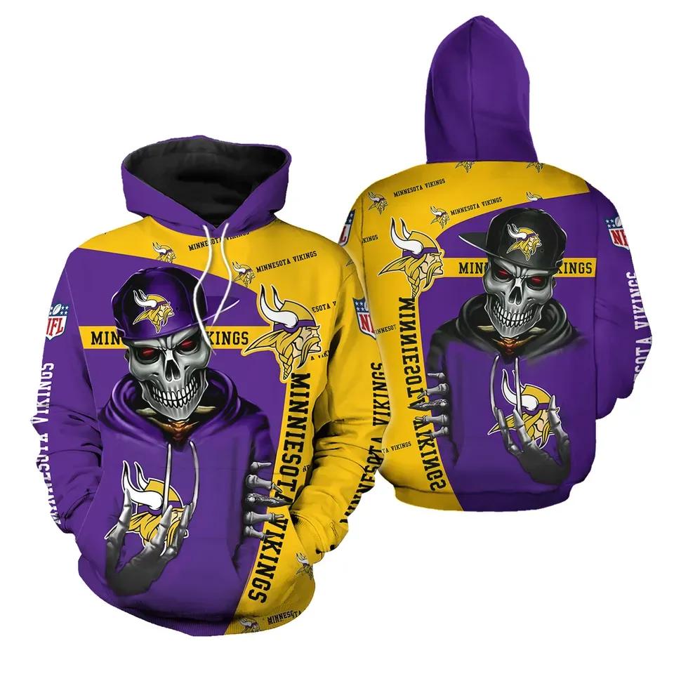 Minnesota Vikings Football Logo Death 3D Hoodie, NFL Hoodie Moonbestprint