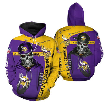 Minnesota Vikings Football Logo Death 3D Hoodie, NFL Hoodie Moonbestprint