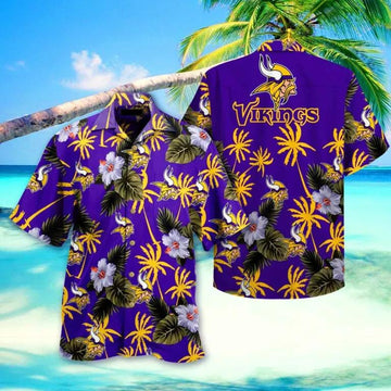 Minnesota Vikings Football Purple Background Hawaiian Shirt, NFL Hawaiian Shirt Moonbestprint