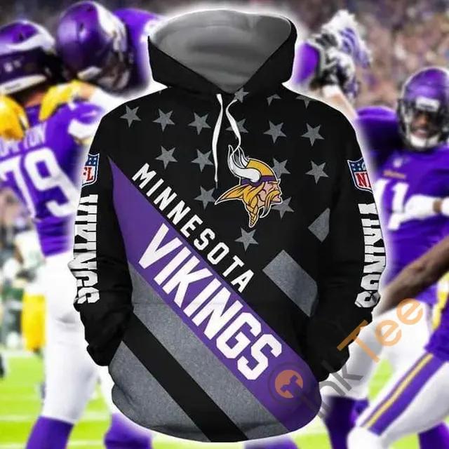 Minnesota Vikings For Vikings Lover American Flag 3D Hoodie, NFL Hoodie Moonbestprint