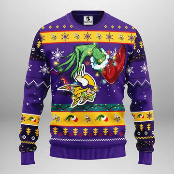 Minnesota Vikings Grinch Christmas Ugly Sweater Moonbestprint