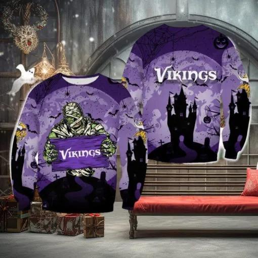 Minnesota Vikings Halloween Mummy Roast Ugly Christmas Sweater, NFL Chritsmas Sweater Moonbestprint