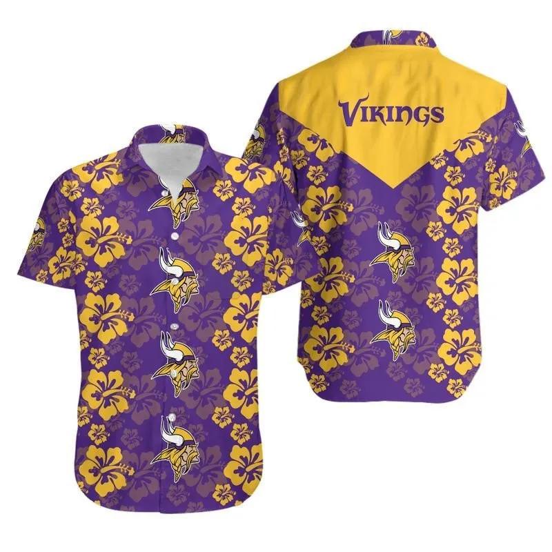 Minnesota Vikings Hibiscus Flowers NFL Hawaiian Shirt, NFL Hawaiian Shirt Moonbestprint
