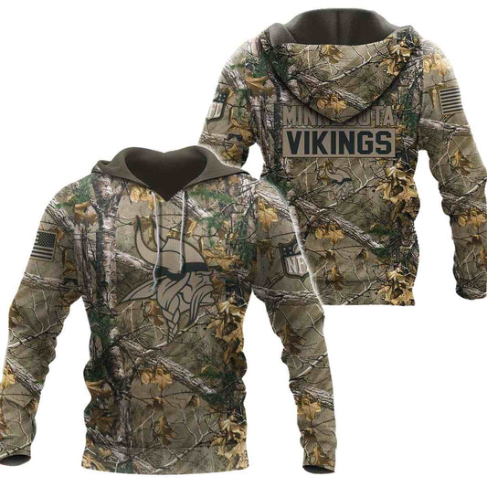 Minnesota Vikings Hunting Camo AOP Hoodie - Moonbestprint