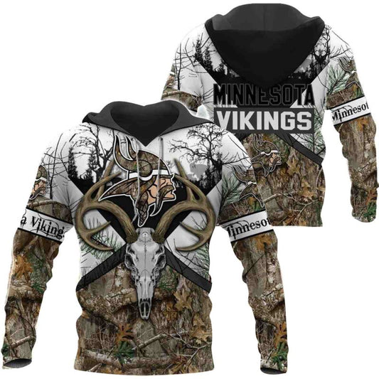 Minnesota Vikings Hunting Camo Style AOP Hoodie - Moonbestprint