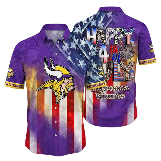 Minnesota Vikings Independence Day Hawaiian Shirt - Moonbestprint