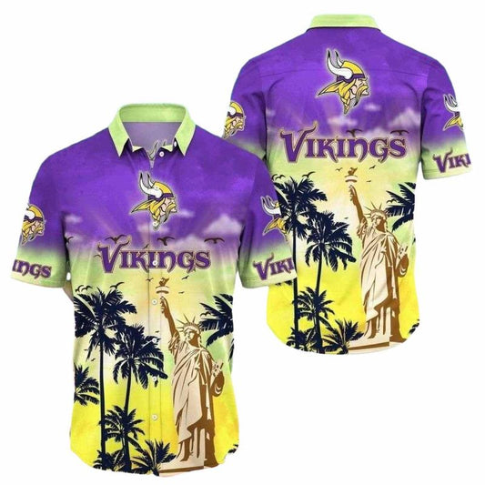 Minnesota Vikings Liberty Sunset Hawaiian Shirt - Moonbestprint