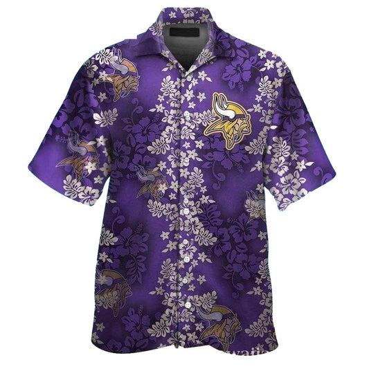 Minnesota Vikings Logo And Lavender Luau Hawaiian Shirt - Moonbestprint