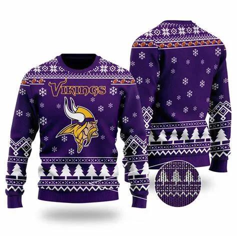 Minnesota Vikings Logo NFL Ugly Christmas Sweater, NFL Christmas Sweater Moonbestprint