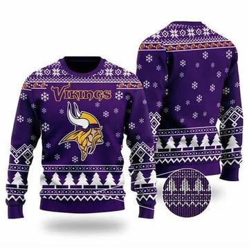 Minnesota Vikings Logo NFL Ugly Christmas Sweater, NFL Christmas Sweater Moonbestprint
